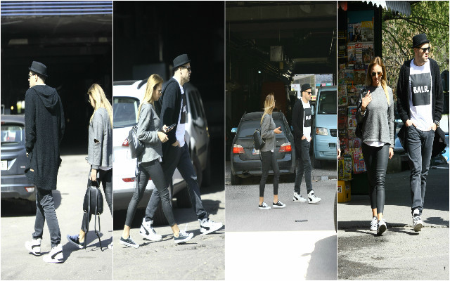 Roxana Ionescu şi iubitul său par a fi mai degrabă doi amici care merg pe stradă.