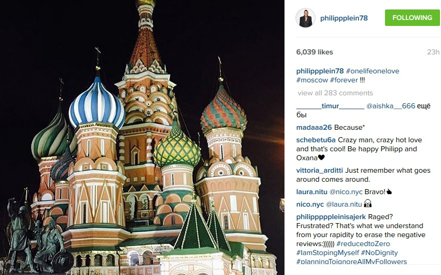 Philipp Plein a „fugit“ în Rusia pentru a fi din nu cu fosta iubită, fotomodelul Oxana