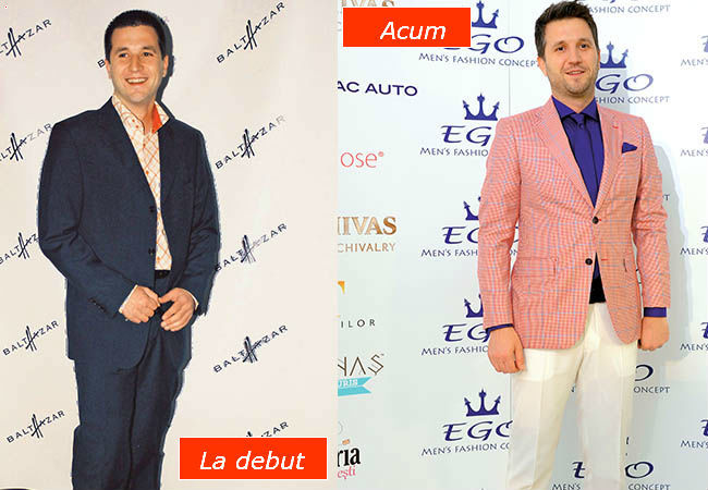 În prima imagine vedeţi cum arăta Andi Moisescu la începutul carierei, iar în cea de-a doua cum arată acum.