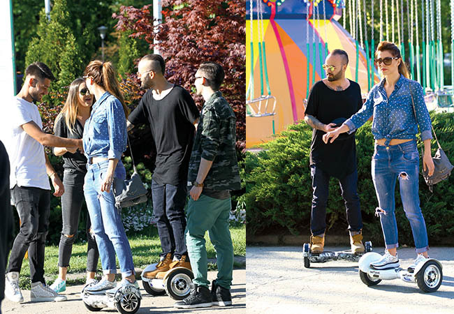Ilinca Vandici şi Matteo s-au plimbat în parc pe două roţi.
