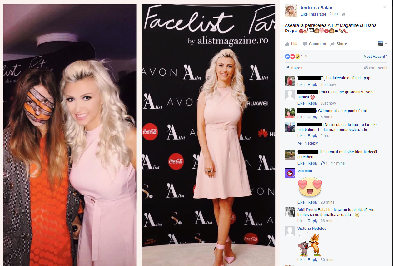 Rochia pe care Andreea Bălan a decis să o poarte pare să o fi dat de gol, pentru că artistei începe să i se cunoască burtica