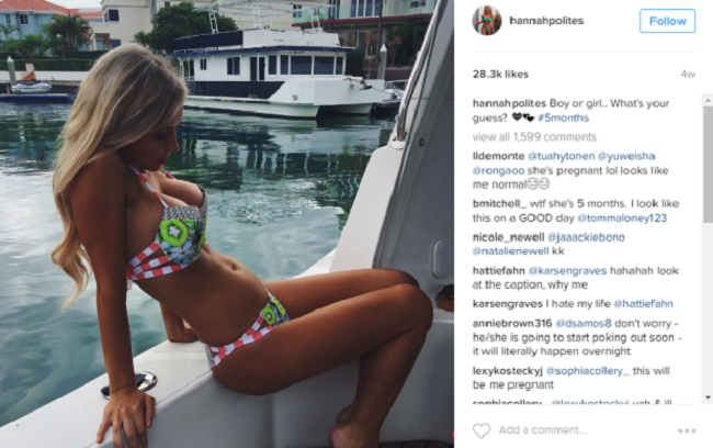 Aşa arată Hannah Polites gravidă în şase luni.