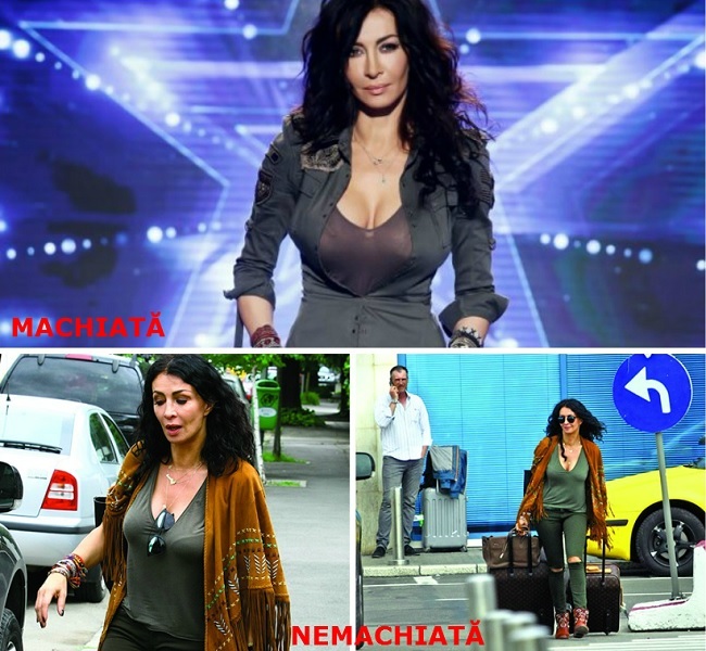Mihaela Rădulescu machiată vs. Mihaela Rădulescu nemachiată.