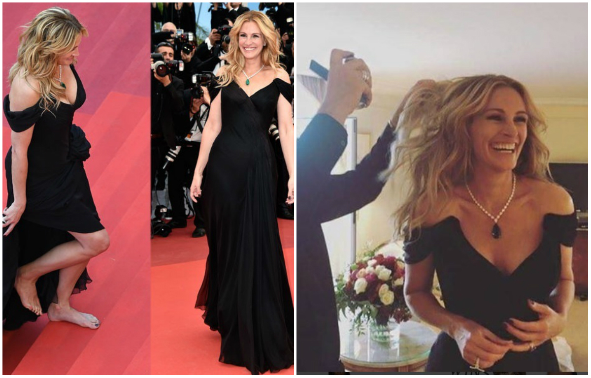 Julia Roberts a protestat în prima zi a Festivalului de Film de la Cannes, când s-a descălţat pe covorul roşu