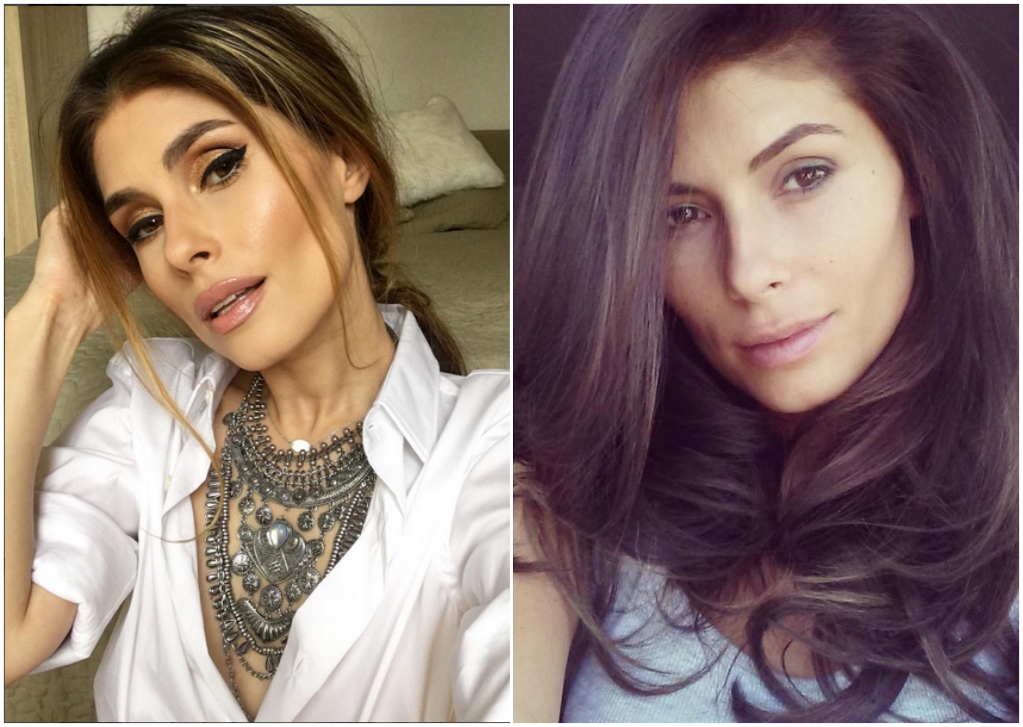 Imaginea din stânga este fotografia care a stârnit valul de comentarii negative. Deşi a fost taxată pentru machiajul excesiv, Sânziana Negru a mai postat în trecut şi imagini în care apare cu un machiaj mult mai natural, precum în ipostaza din dreapta.