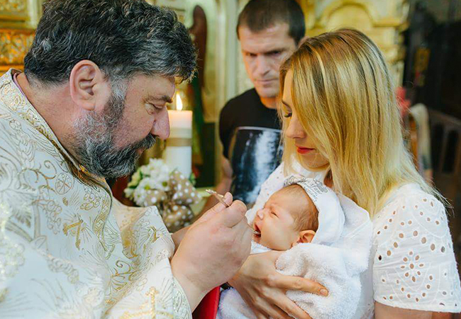 Adina Bourceanu şi soţul ei au fost naşi de botez.