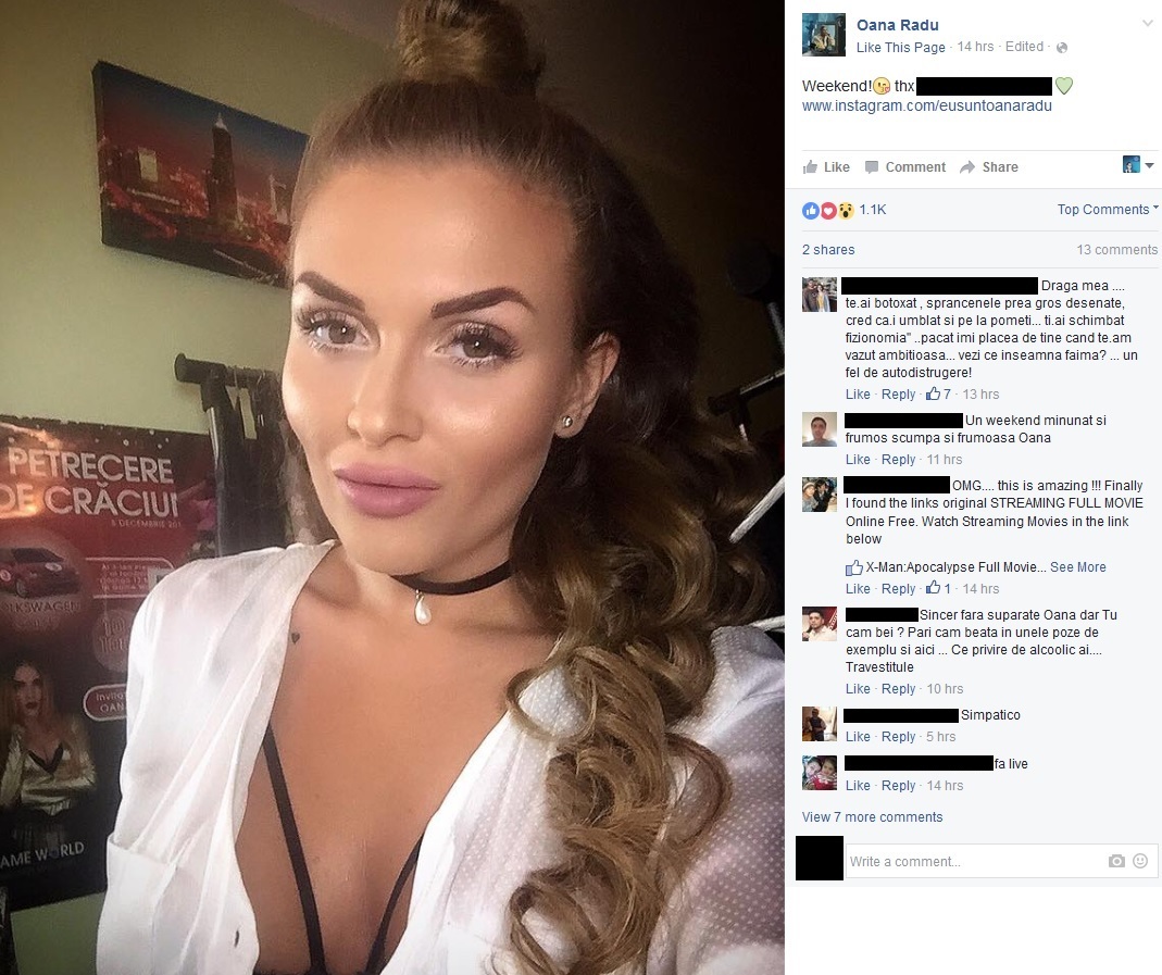 Oana Radu s-a trezit că e dur criticată de către fani, după ce a postat această imagine pe Facebook