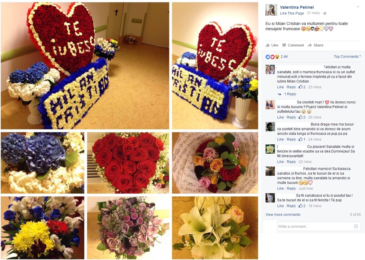 Valentina Pelinel a fost asaltată cu cadouri