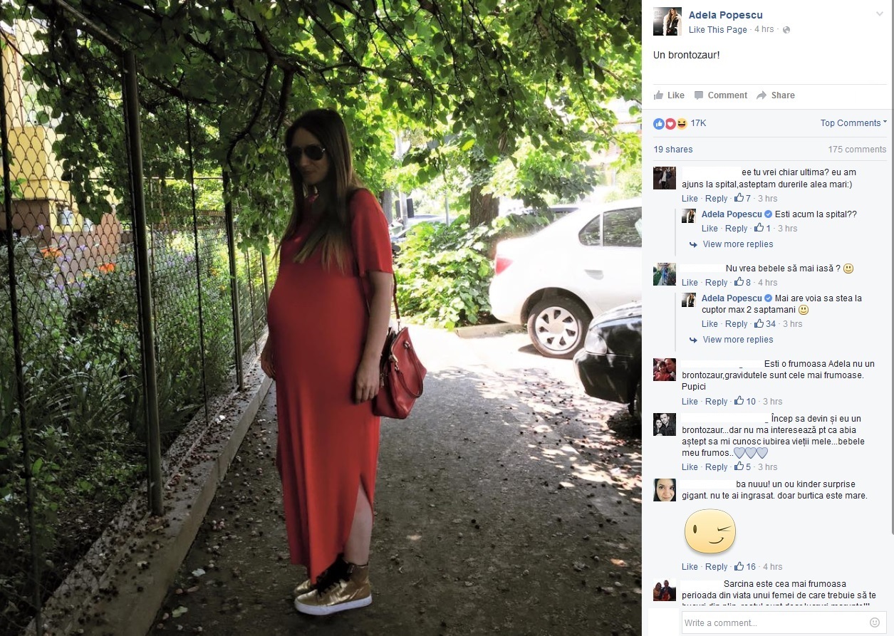 Adela Popescu e foarte activă, chiar dacă a intrat în ultima lună de sarcină