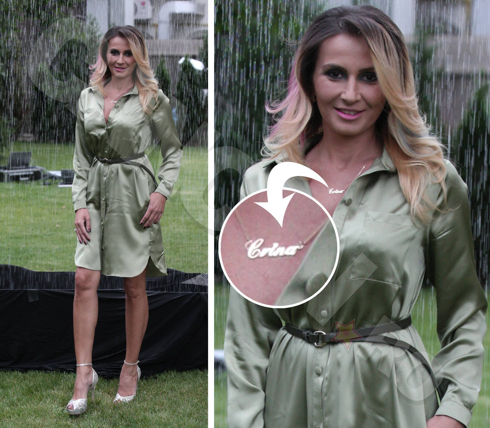 Crina Abrudan a purtat un pandantiv cu numele ei, cel mai probabil de teamă că lumea a uitat-o de când nu mai e pe sticlă