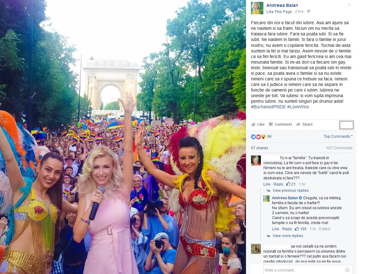 Andreea Bălan a transmis un mesaj emoţionant printr-o postare pe Facebook