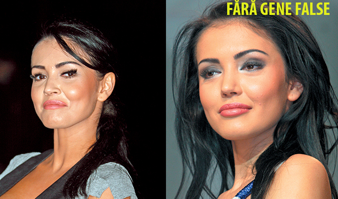 După cum se poate observa şi cu ochiul liber, Andreea purta gene false parcă mult prea mari pentru ochii ei, nu a renunţat nici acum la genele false dar parca a găsit unele mai aproape de natural.