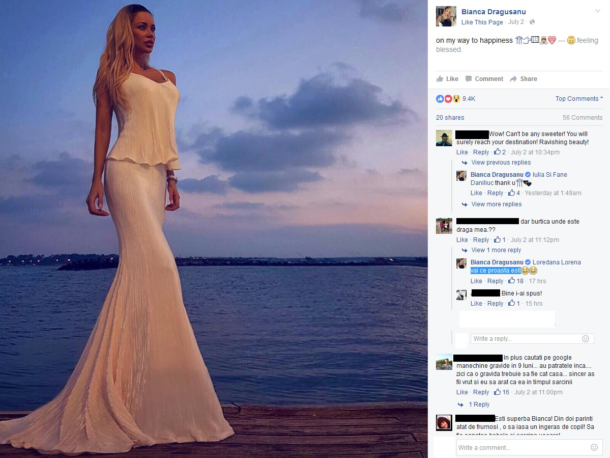 Bianca a reacţionat dur când a fost întrebată din nou de ce nu i se vede burtica de gravidă