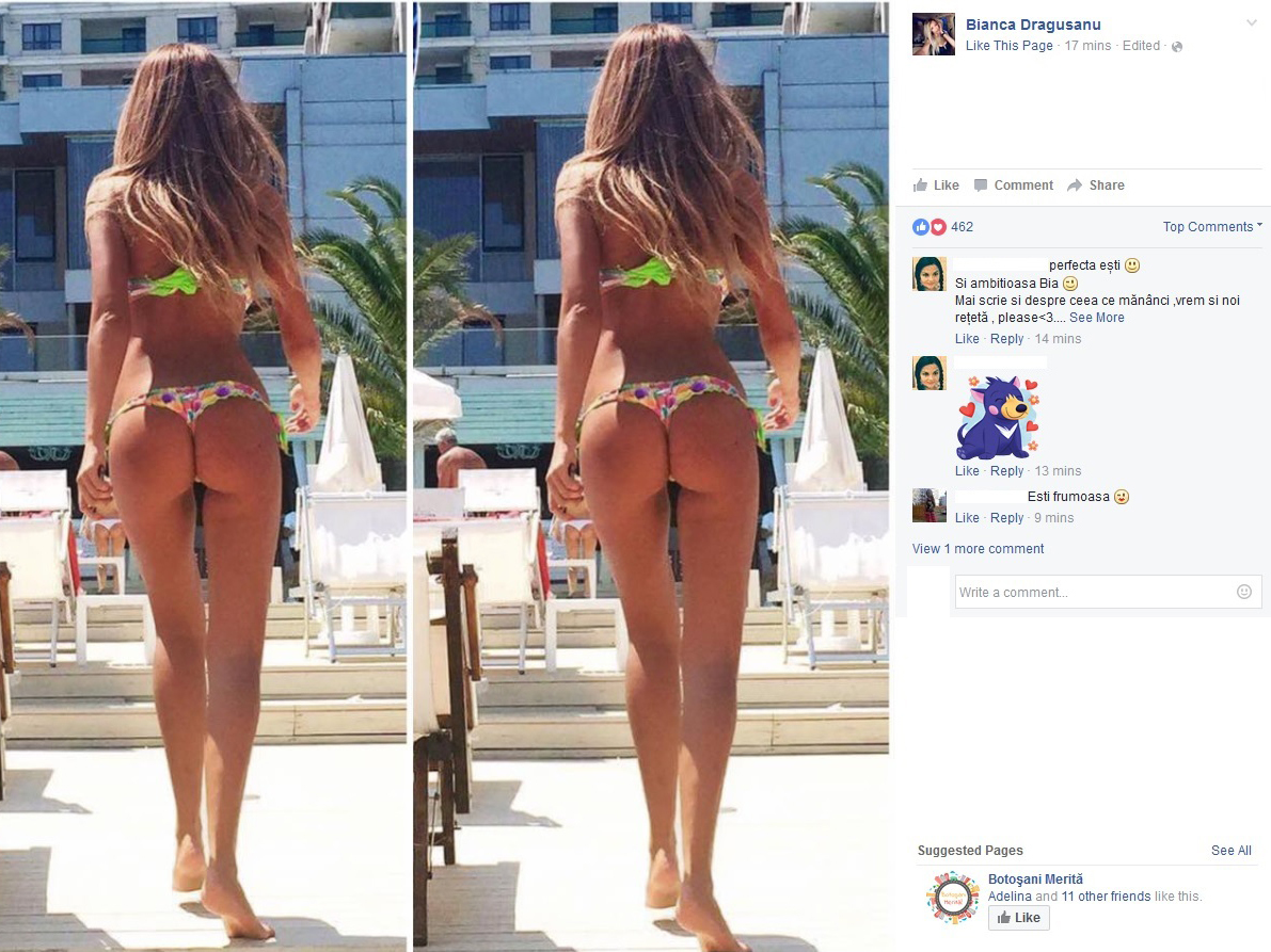 Bianca şi-a făcut apariţia, în după-amiaza de vineri, în bikini