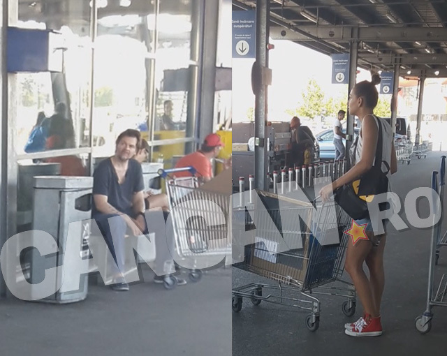 În prima imagine îl puteţi vedea pe Florin Piersic Jr. în timp ce o aşteaptă pe misterioasa tânără, iar în cea de-a doua, ea este cea care îl caută cu privirea.