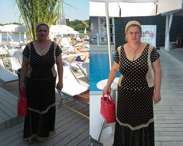 Olga de la Strehaia a mers la piscină.