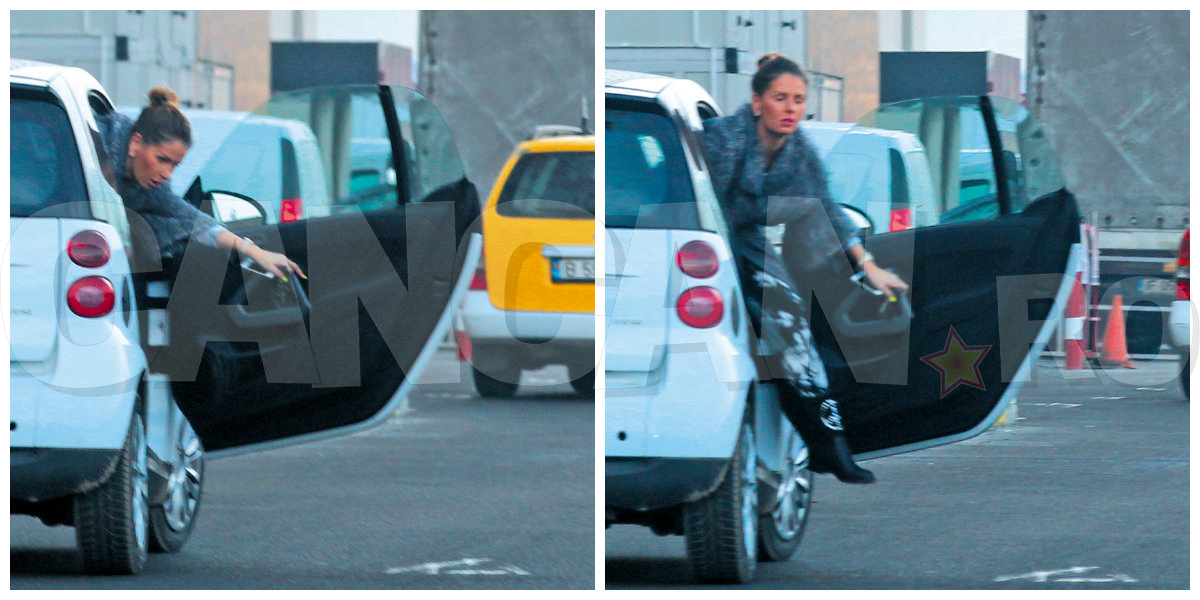 Cântăreaţa s-a gândit: ”De ce să nu îmi lipesc maşina de zid şi să cobor prin dreapta?”. Şi iată că i-a reuşit!