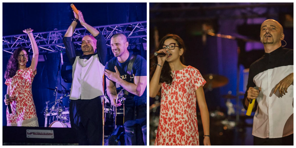 Cleopatra Stratan a apărut pe scenă alături de tatăl ei şi trupa Voltaj.