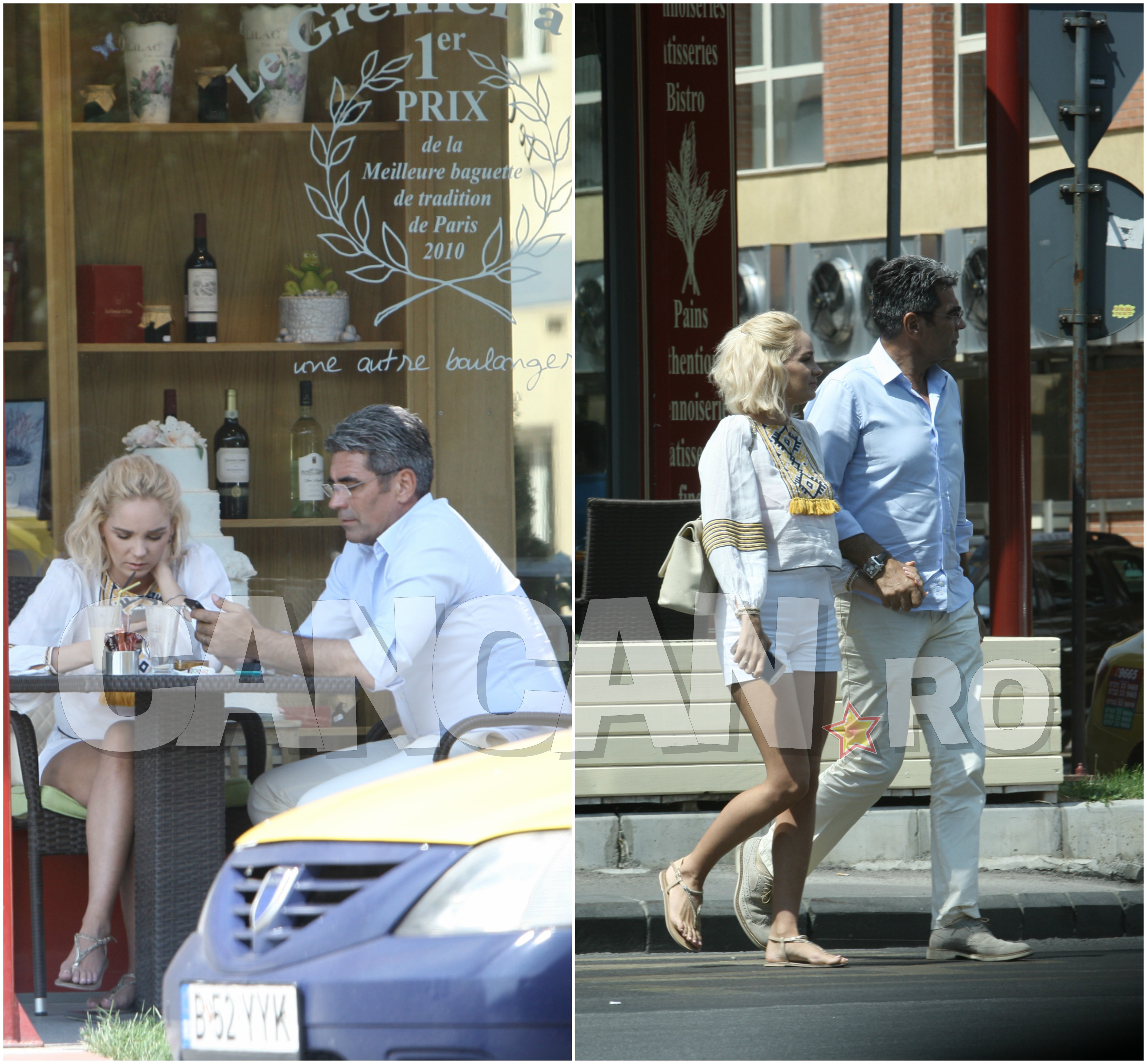 Deşi şi-a ignorat soţia la masă, Marcel Toader a ţinut-o totuşi de mână pe frumoasa blondă, în timp ce mergeau spre maşină.