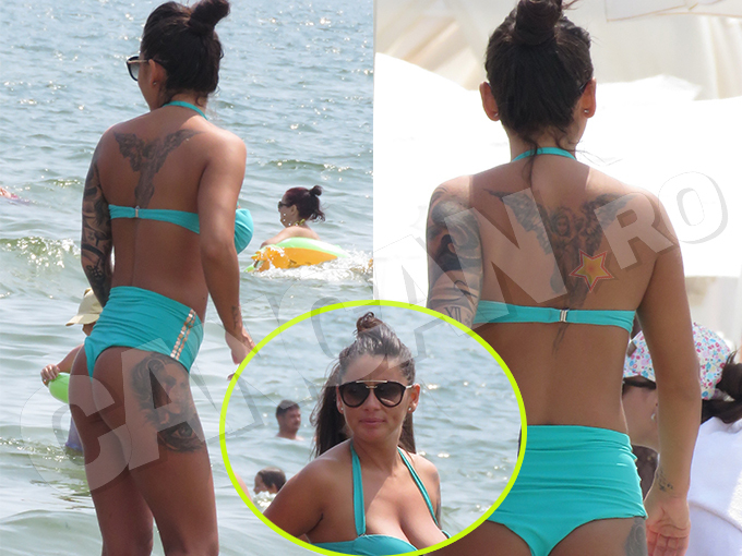 Roxana Vancea şi-a etalat formele apetisante pe plajă.