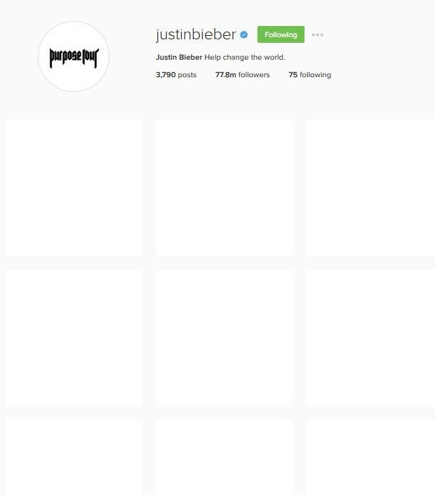 Justin Bieber a postat imagini fără conţinut pe Instagram.
