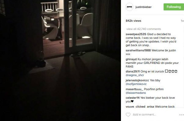 Aceasta este ultima postare a lui Justin înainte să-şi închidă contul.