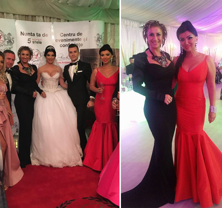 Printre invitaţi s-a numărat şi Adriana Bahmuţeanu, care a purtat o rochie roşie