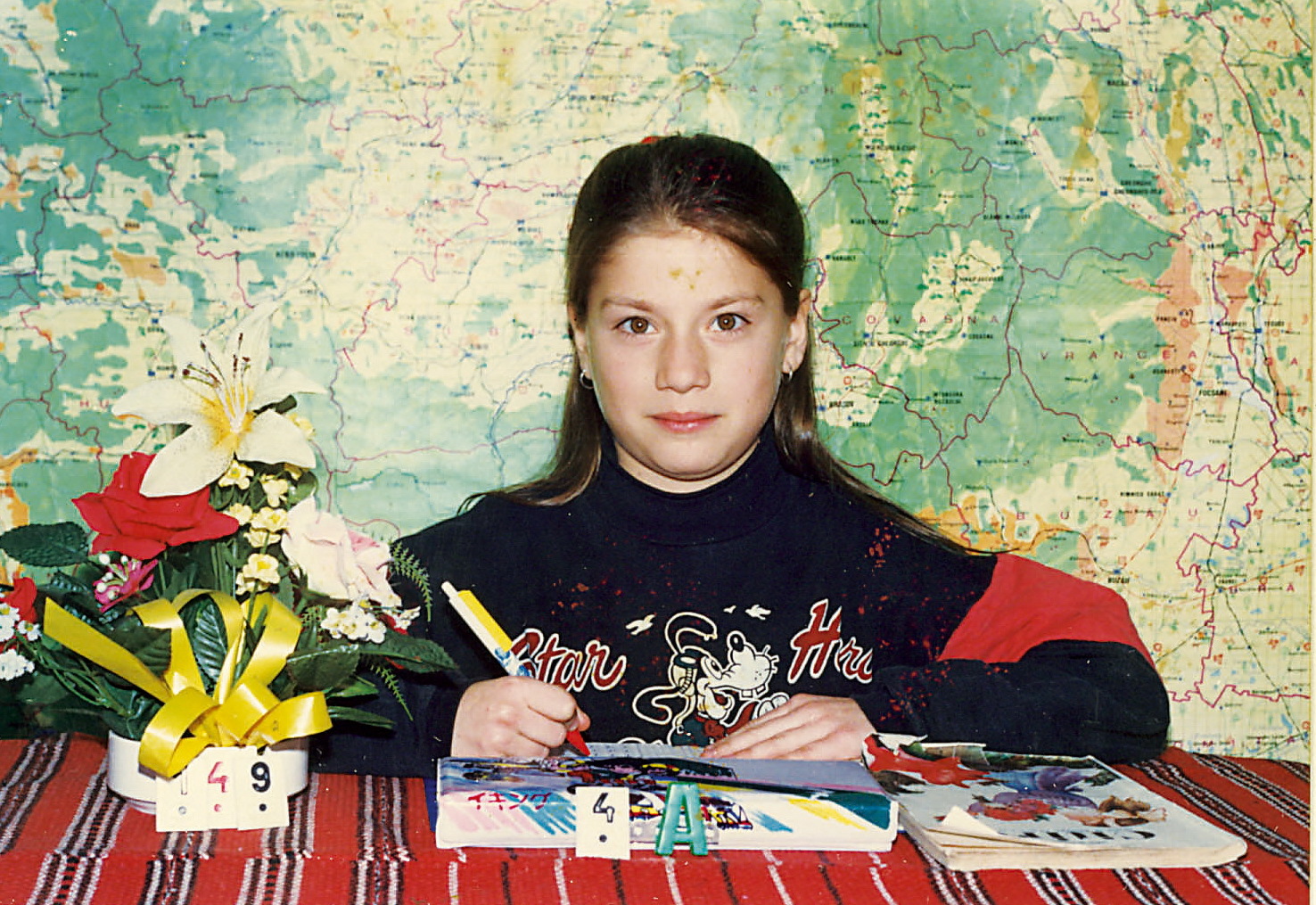 Aşa arăta Tili Niculaie în prima zi de şcoală.