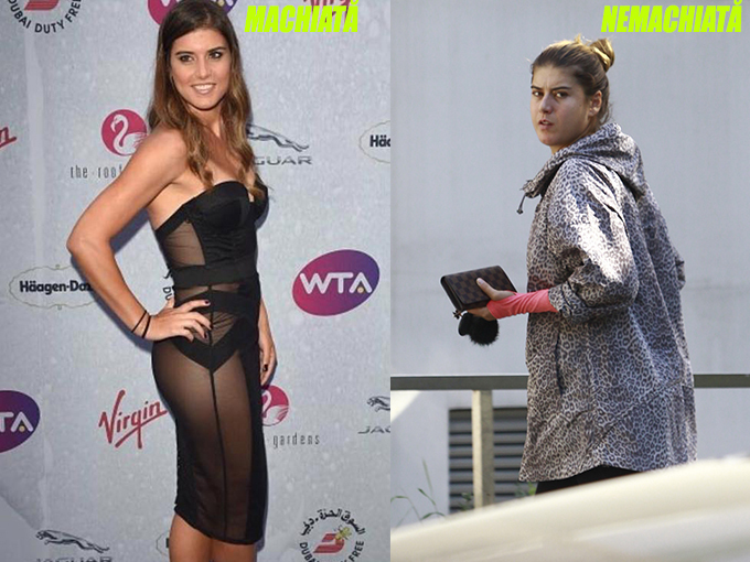 În prima imagine, Sorana Cîrstea este machiată, iar în cea de-a doua nu a folosit strop de machiaj.