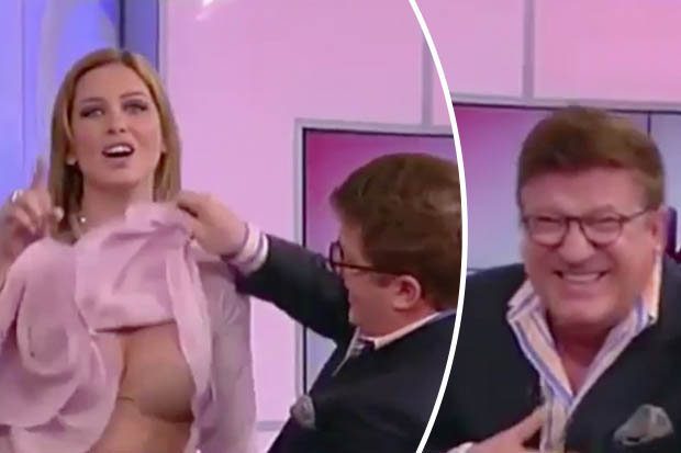 Vanessa Oliveira, lăsată în sânii goi la TV de colegul de prezentare