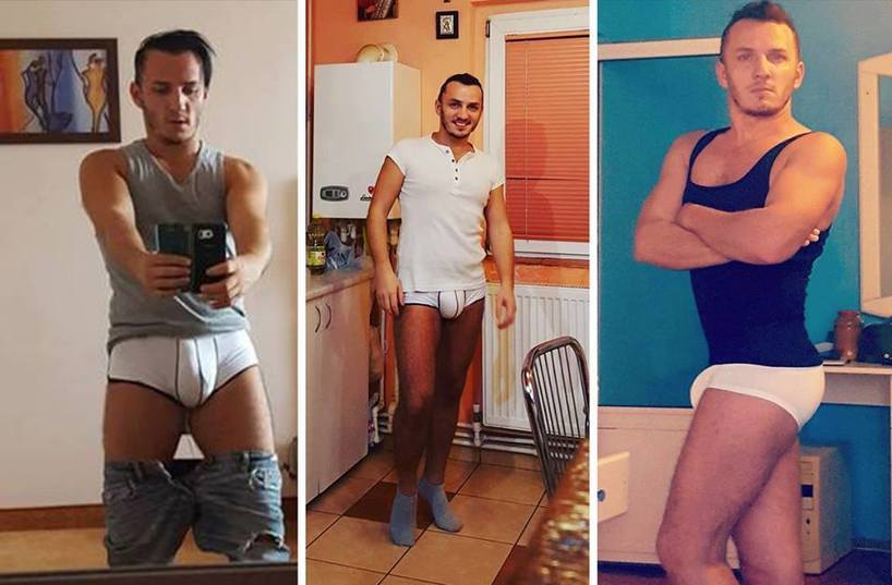 Mihai Trăistariu a pozat multe imagini în care apare în chiloţi.