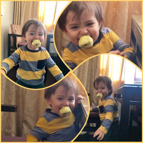 Andreea Mantea l-a pozat pe David în timp ce mânca un măr