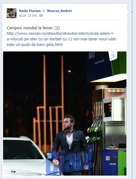 Dupa ce s-a aflat de relatia lui cu Anda Adam, tanarul a primit apelativul de 