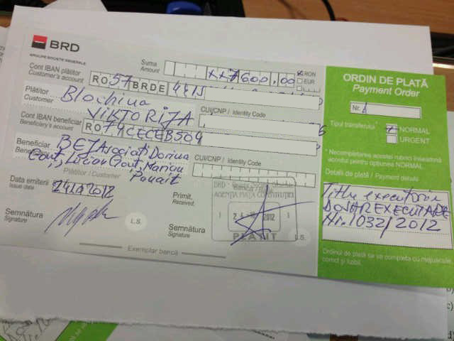 Vica a platit datoria in doua transe: una de 10.000 de lei, alta de aproape 8.000