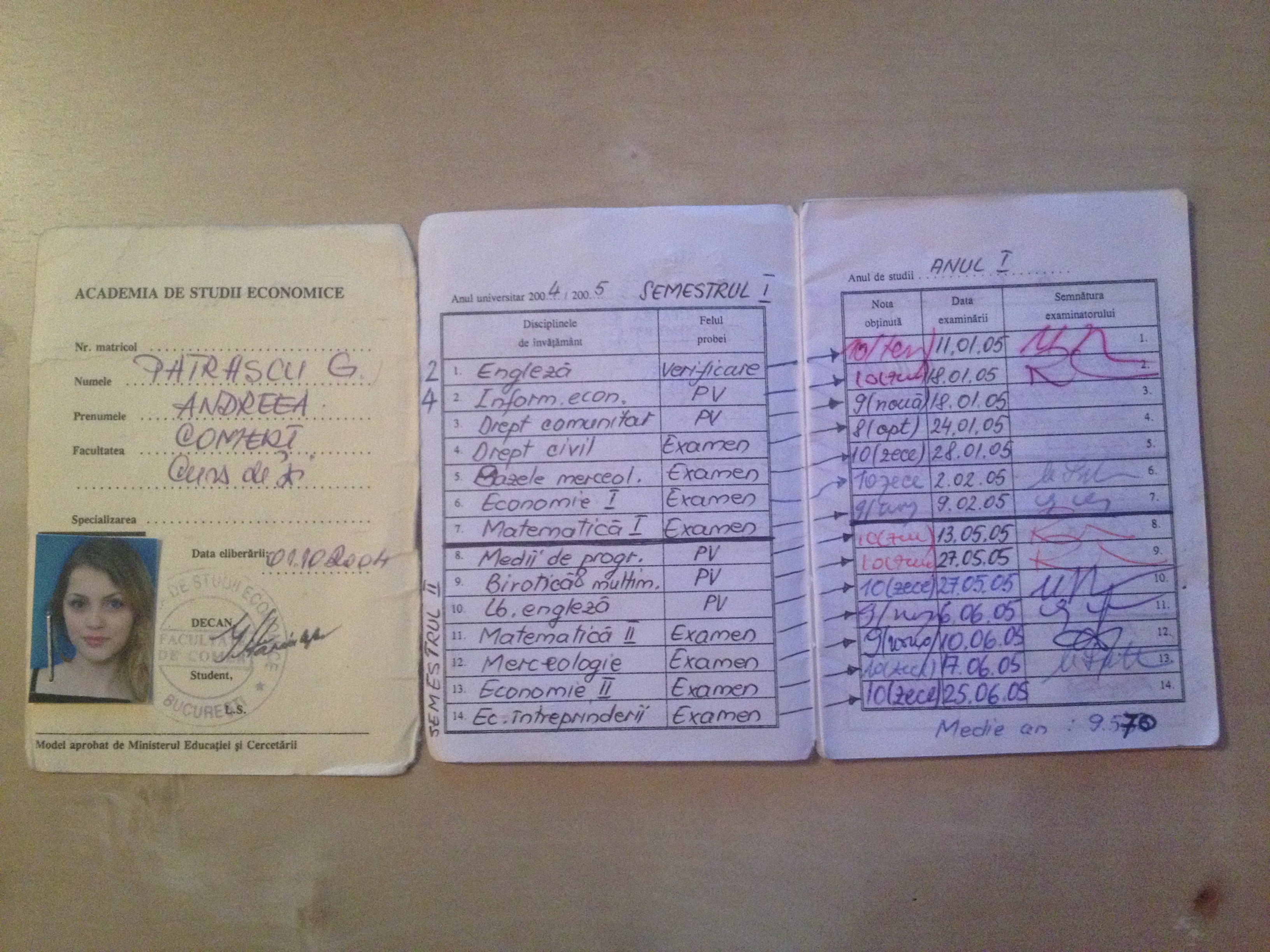 Andreea devenit nostalgică! Soţia lui Cabral şi-a adus aminte de prima sesiune! Uite ce note a avut blondina în adolescenţă!