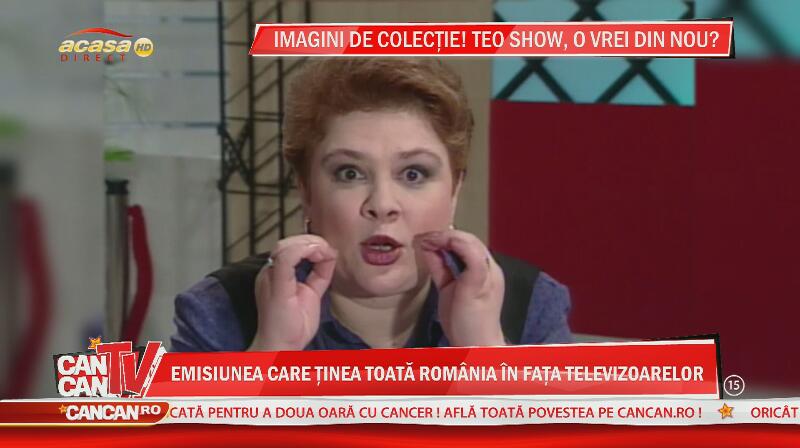 S-a râs în hohote la CANCAN TV! Teo Trandafir, cu ochii în lacrimi după ce a văzut imagini de colecţie din cariera ei!