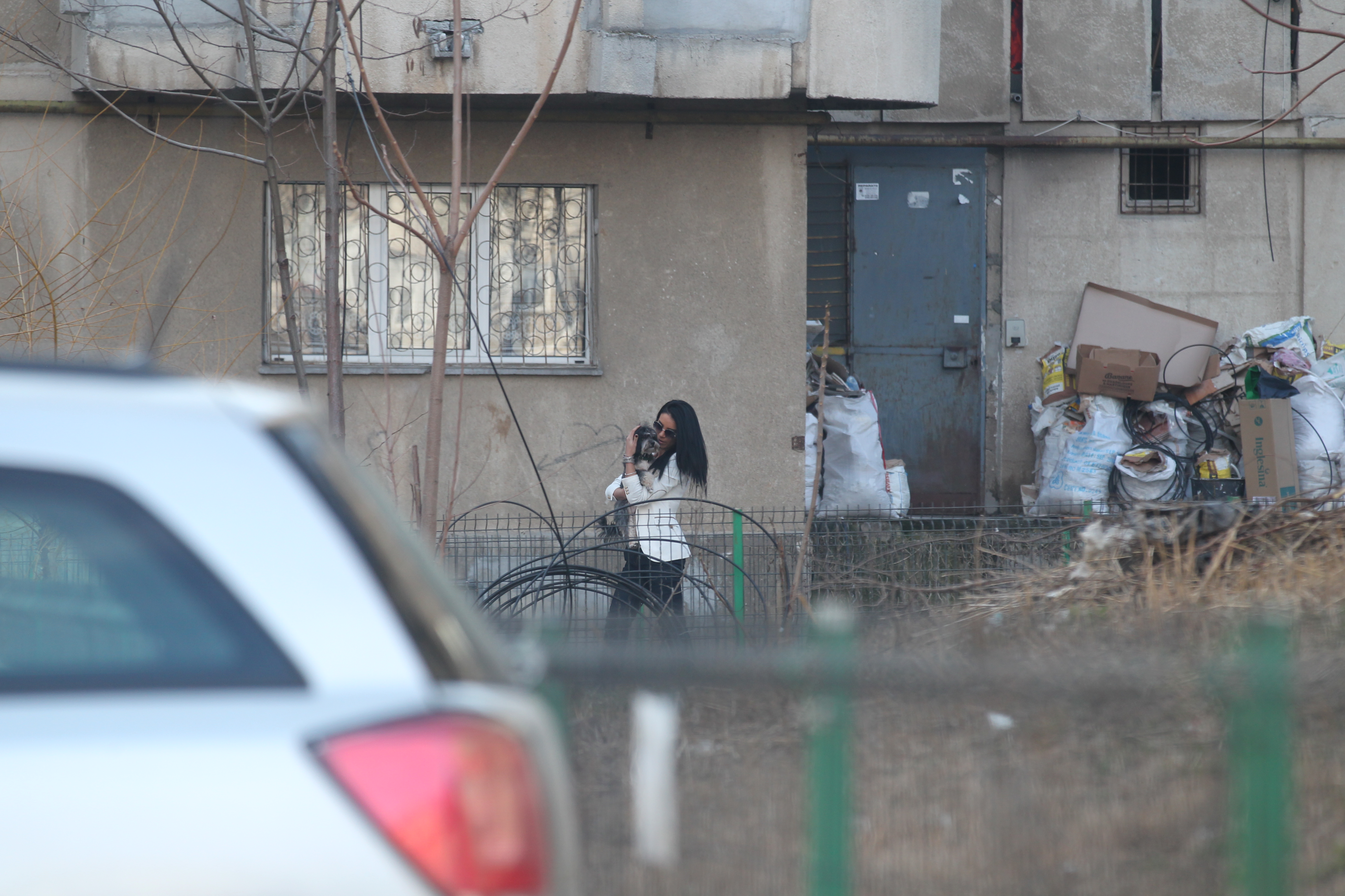 Bruneta s-a machiat si aranjat doar sa se duca acasa si sa plimbe cainele