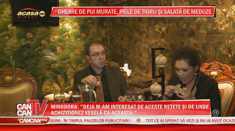 Minodora, cină extravagantă în oraş! A mâncat salata de meduze, piele de tigru şi raţa caramelizantă! Vezi daca i-a plăcut!