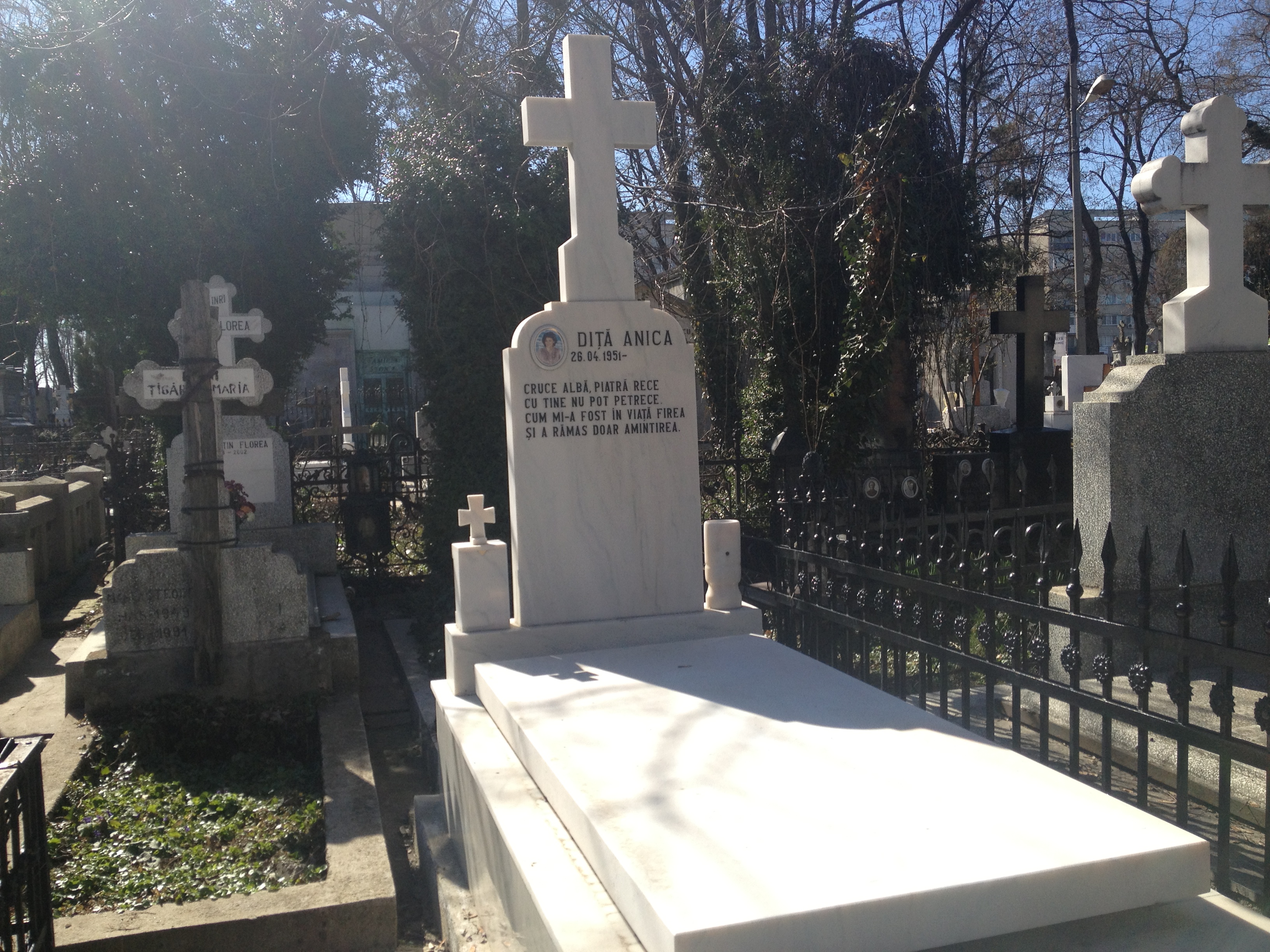 Pe fata monumentului exista deja numele si fotografia mamei cantaretei, dar si o poezie