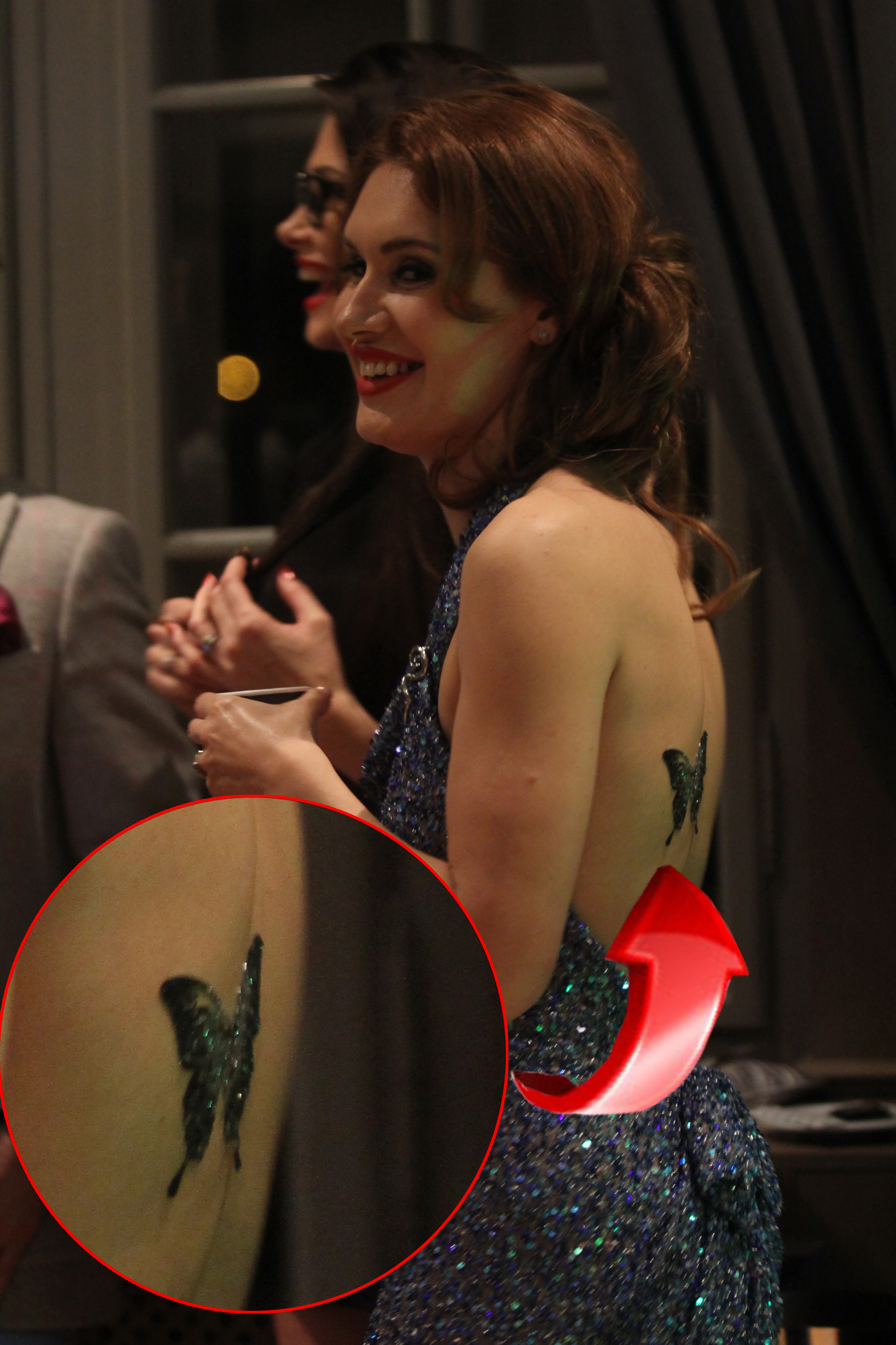 Florentina nu a avut curajul sa se tatueze, insa si-a lipit pe spate un fluture