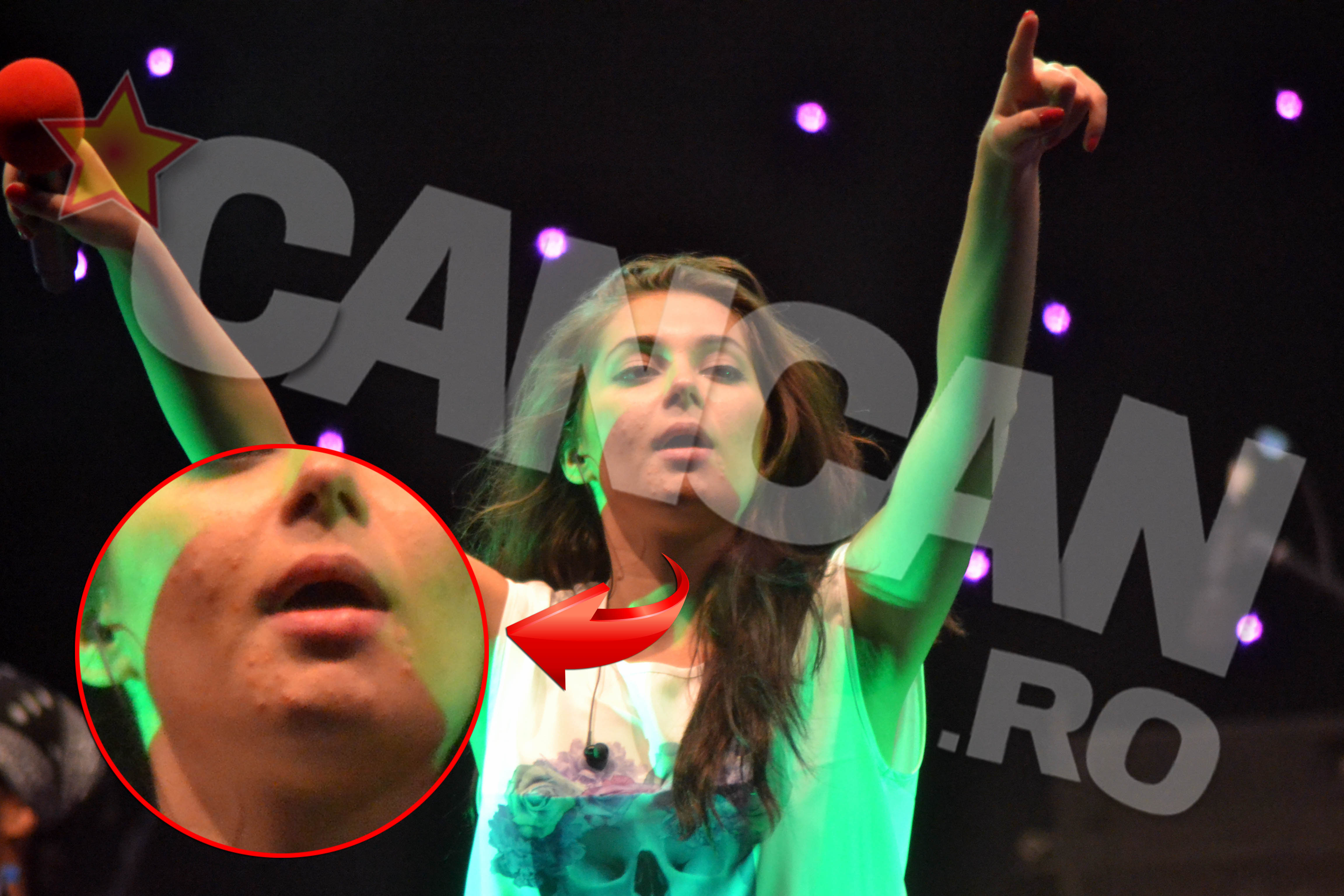 Elena nu a fost favorizata nici de machiaj si nici de lumini, ba mai mult, problemele tenului ei au fost accentuate