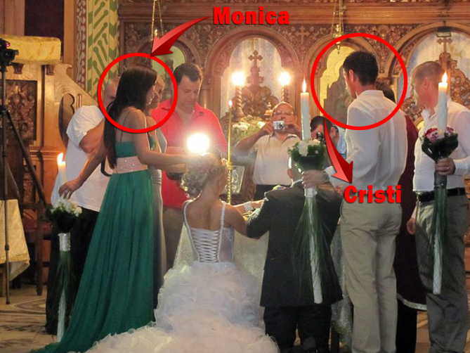 Monica si Cristi, in timpul cununiei religioase a interlopului Ovidiu Pera