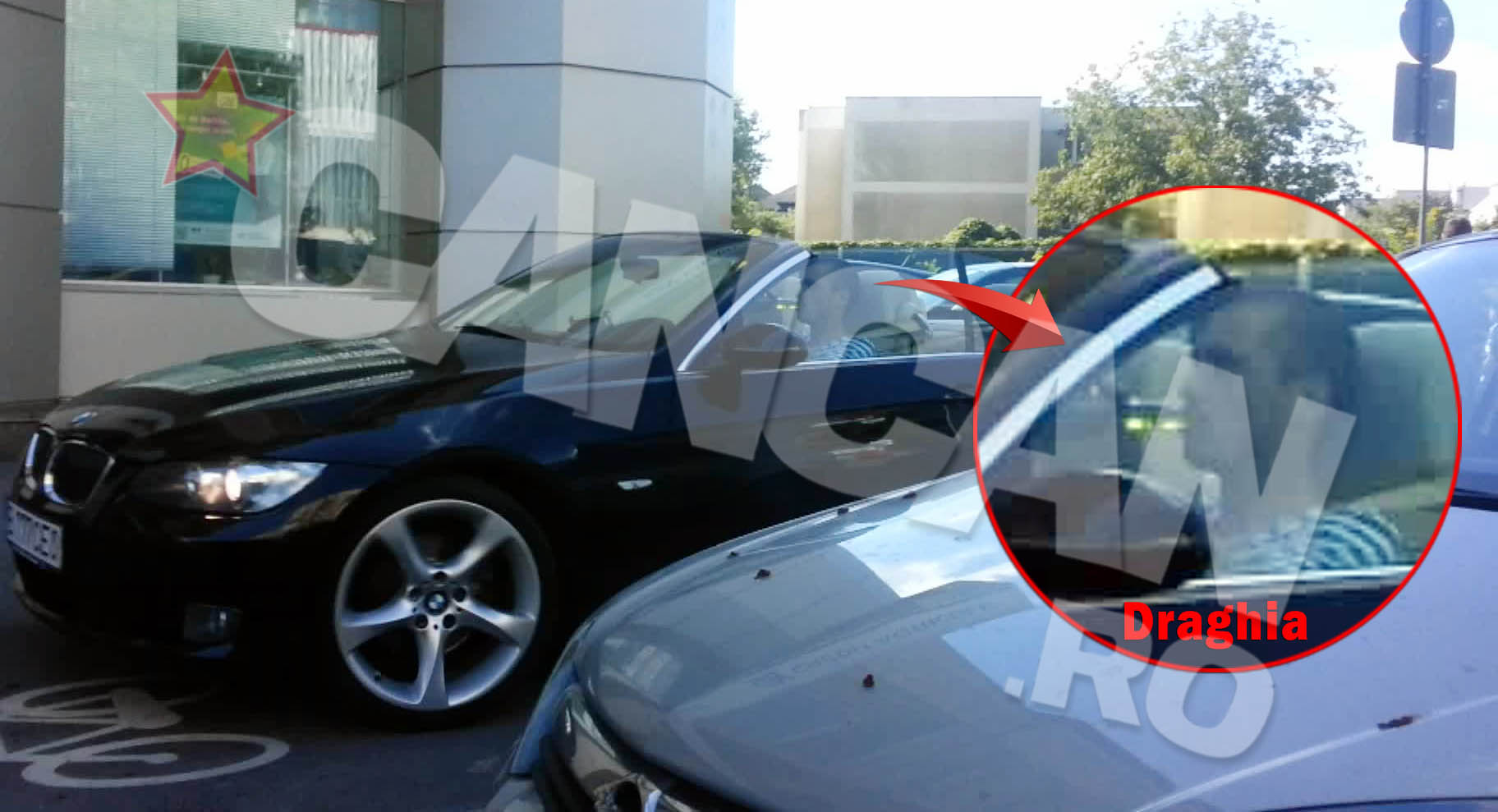 Actorul reuseste sa tina drumul drept si sa parcheze fara incidente, tinandu-se cu o mana de volan si cu alta de o bere