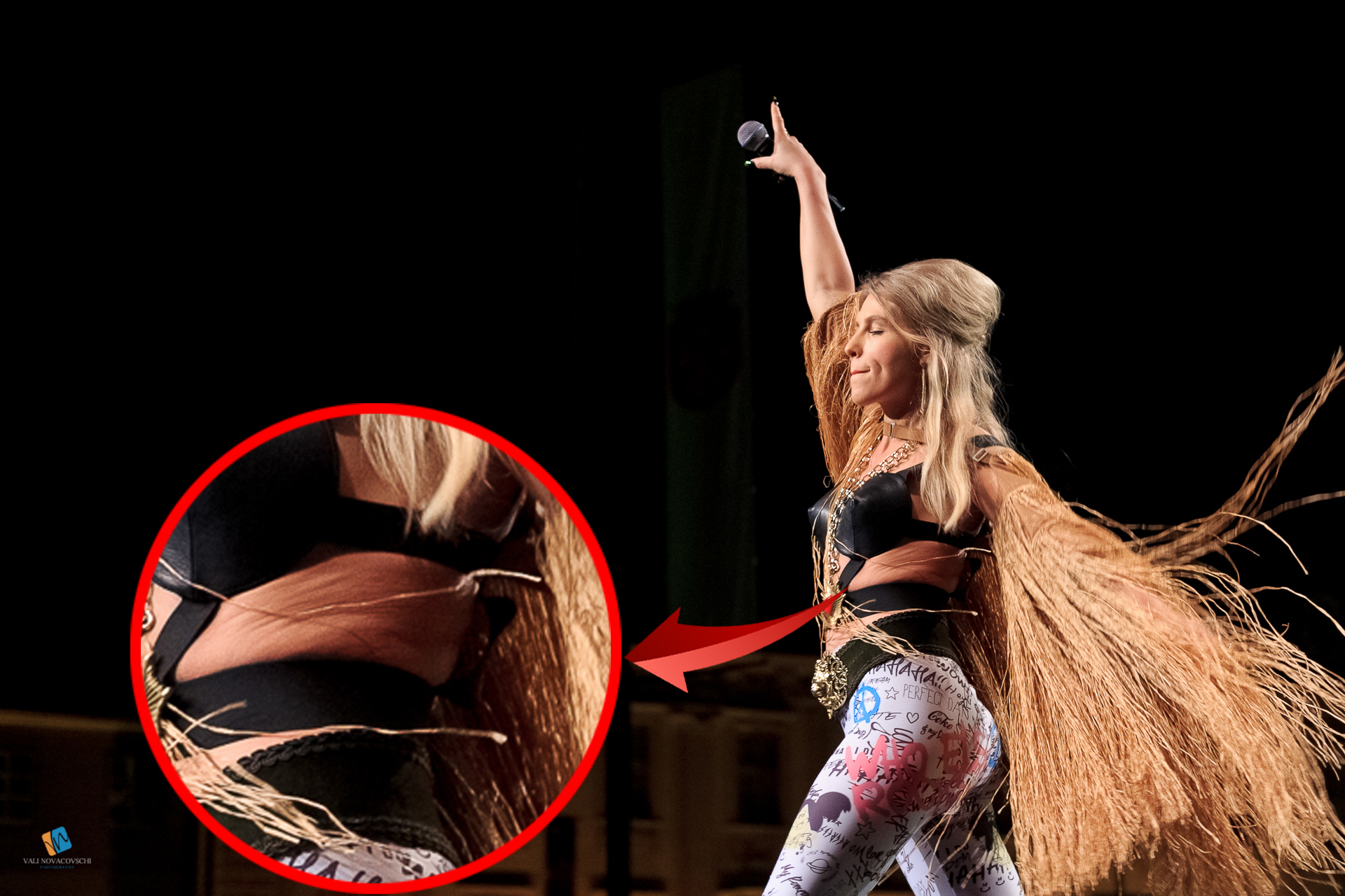 In timpul dansului, Corinei i se vedea inestetic pielea de pe talie