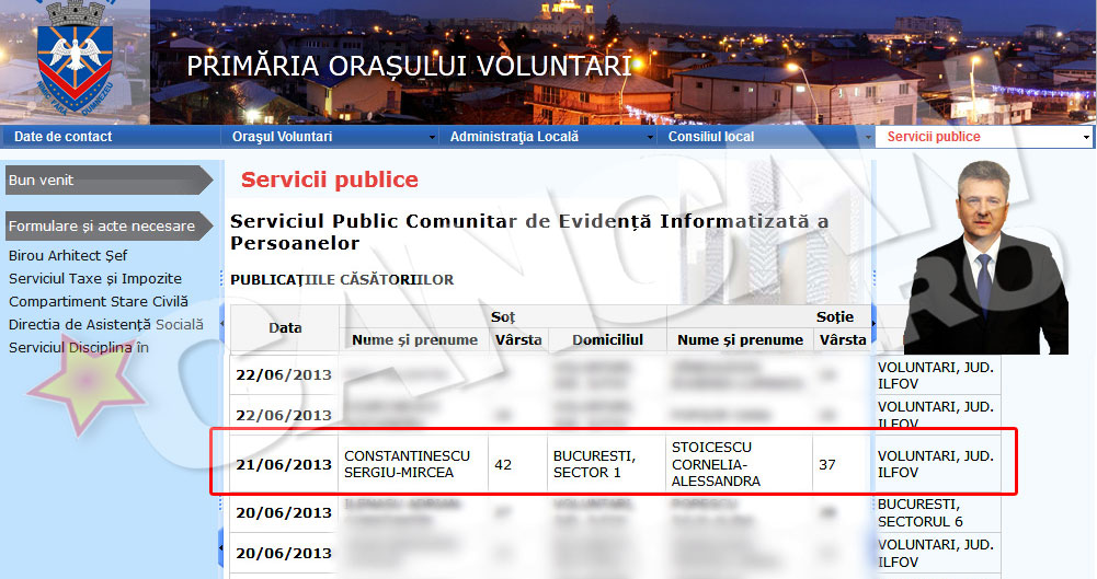 Pe site-ul Primariei Voluntari, Alessandra Stoicescu apare la rubrica 