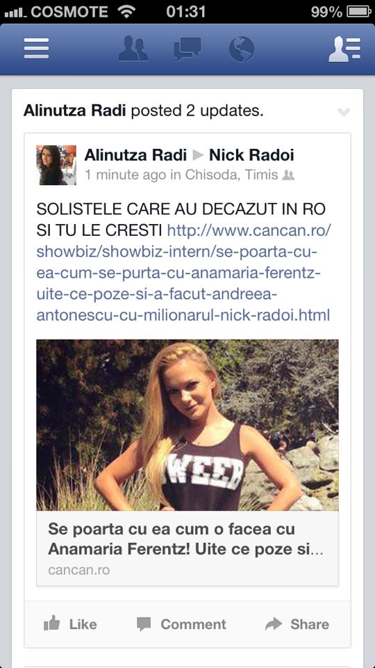 Alina considera ca Andreea este un artist fara valoare