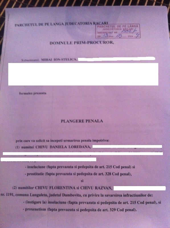 Barbatul a facut o plangere la poltie pe numele Loredanei