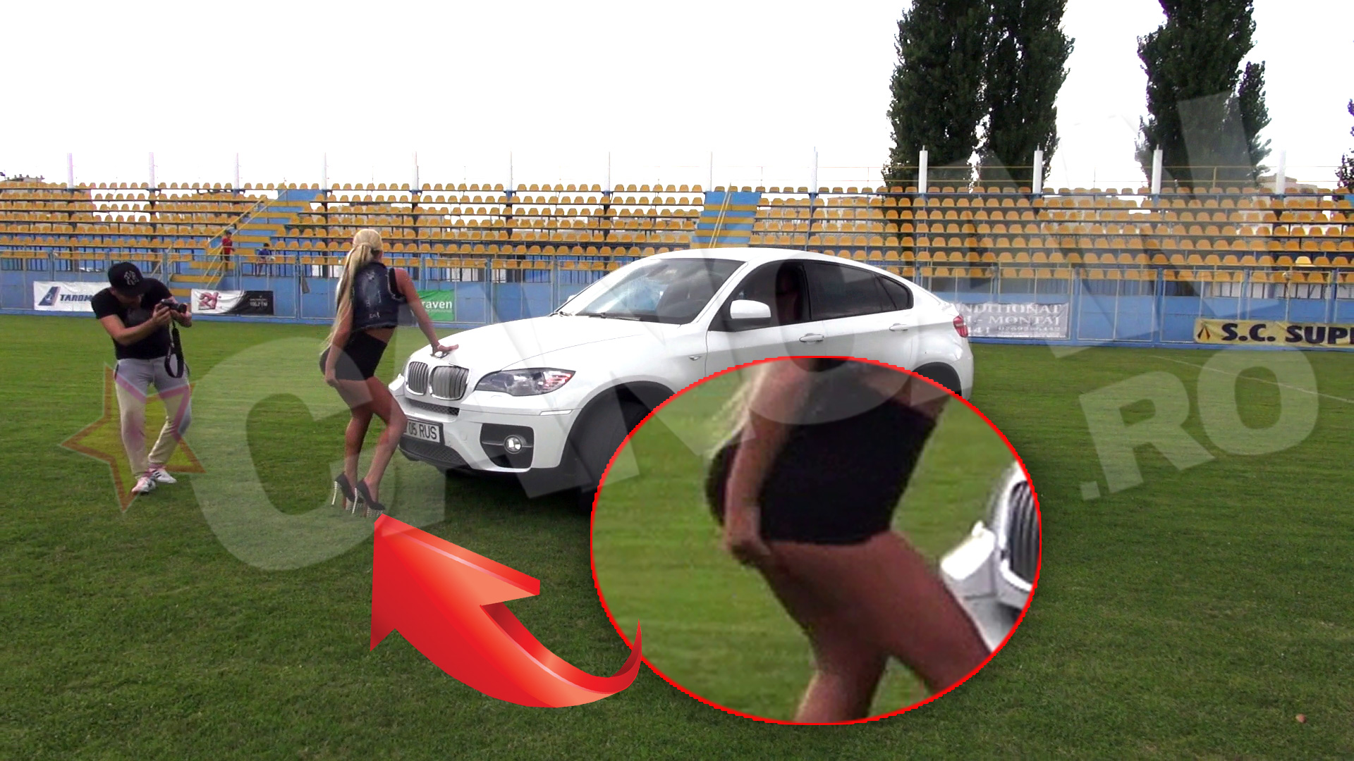 Blonda a pozat cum stie ea mai bine pe un BMW X6 care apartine lui Adrian Minune