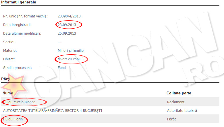 In urma cu trei zile, femeia a depus actele de divort la Judecatoria Sectorului 4