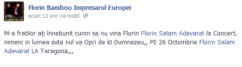 Impresarul incearca sa-i linisteasca pe cei care cred ca Salam nu va canta in Spania